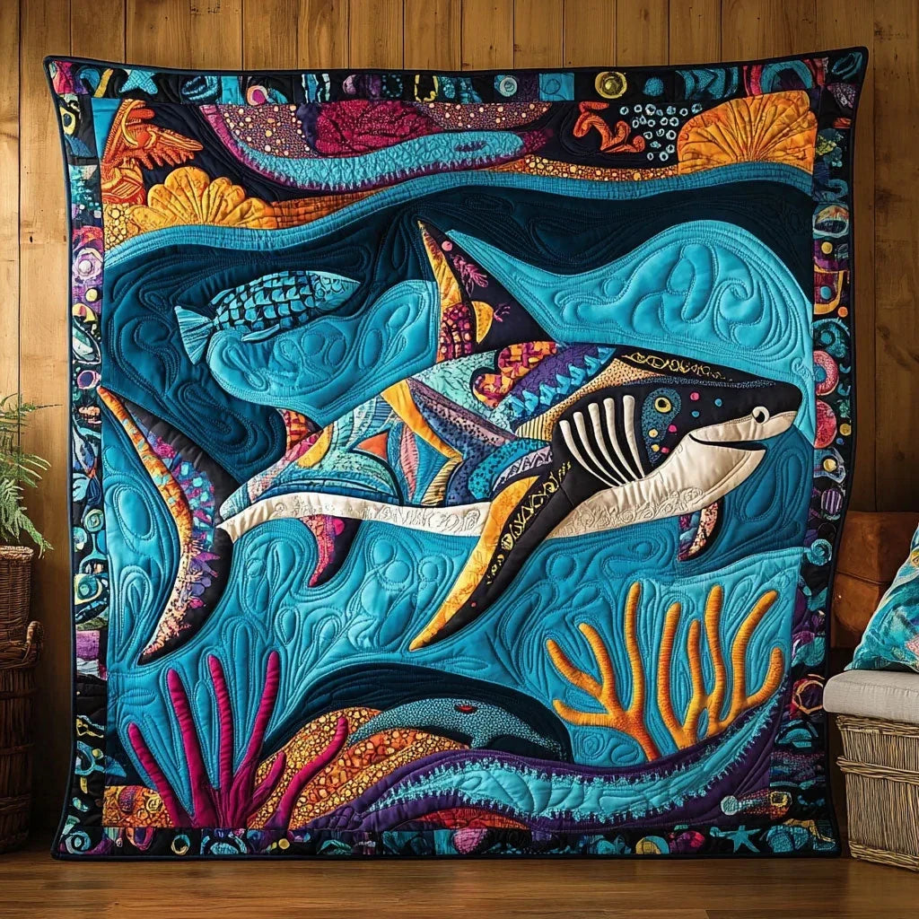 Whimsical Shark Quilt Blanket