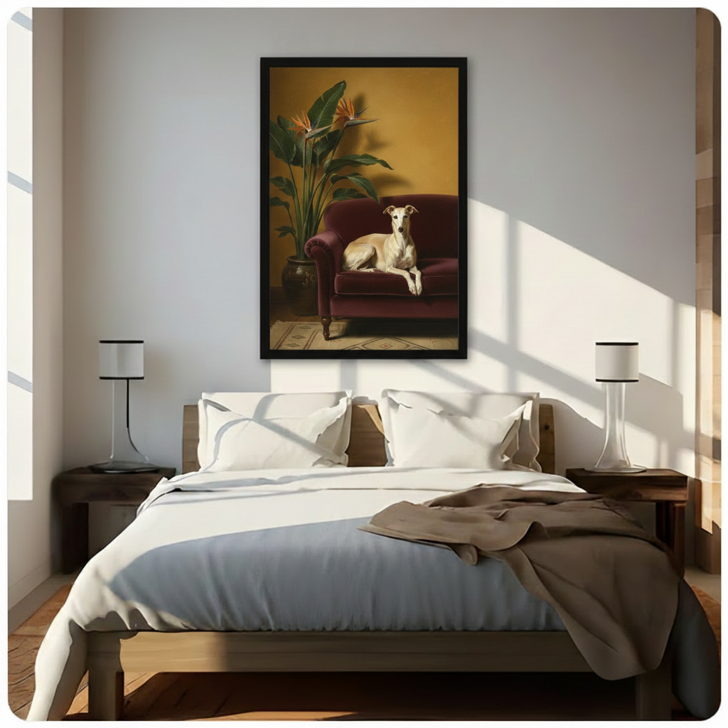 Greyhound on Velvet Sofa Classical Oil Canvas Art