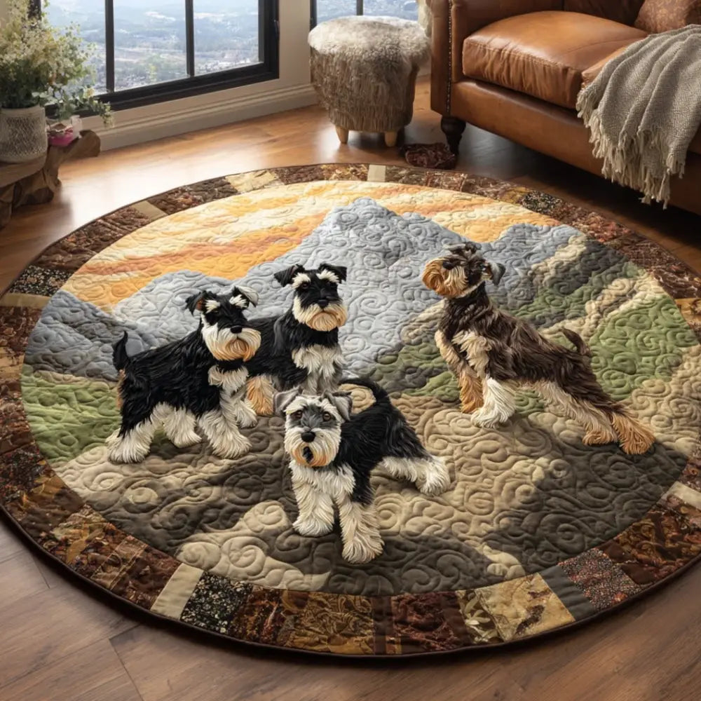 Whiskered Charm Quilted Round Mat
