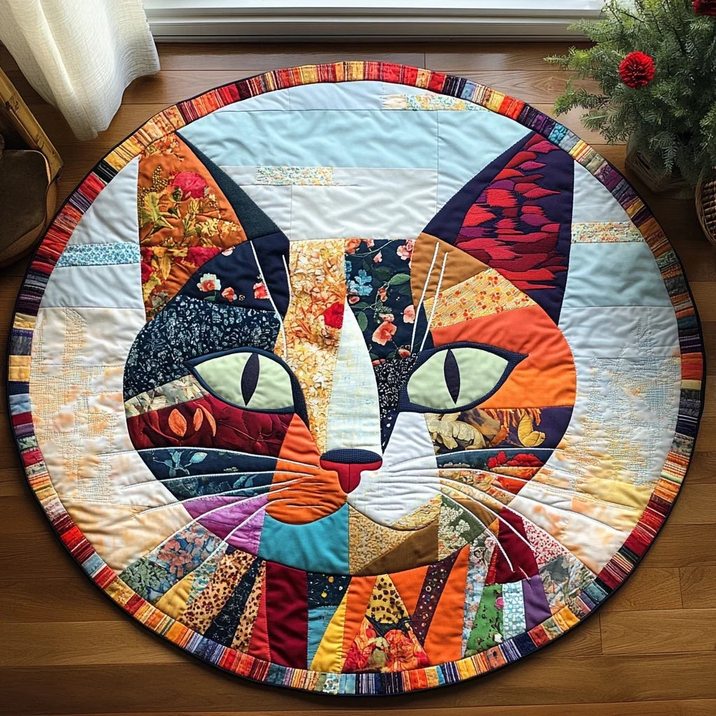 Whiskers and Paws Quilted Round Mat