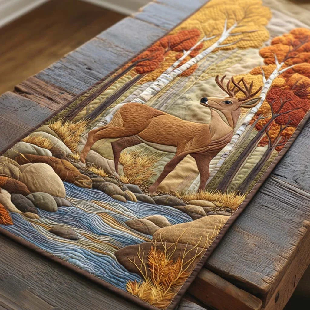 Whispering Creek Stag Quilted Table Runner