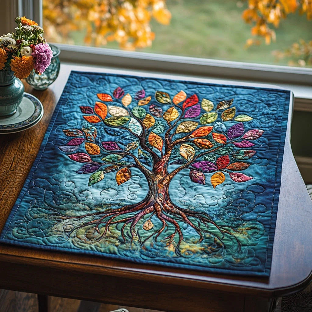 Whispering Tree Quilted Table Topper