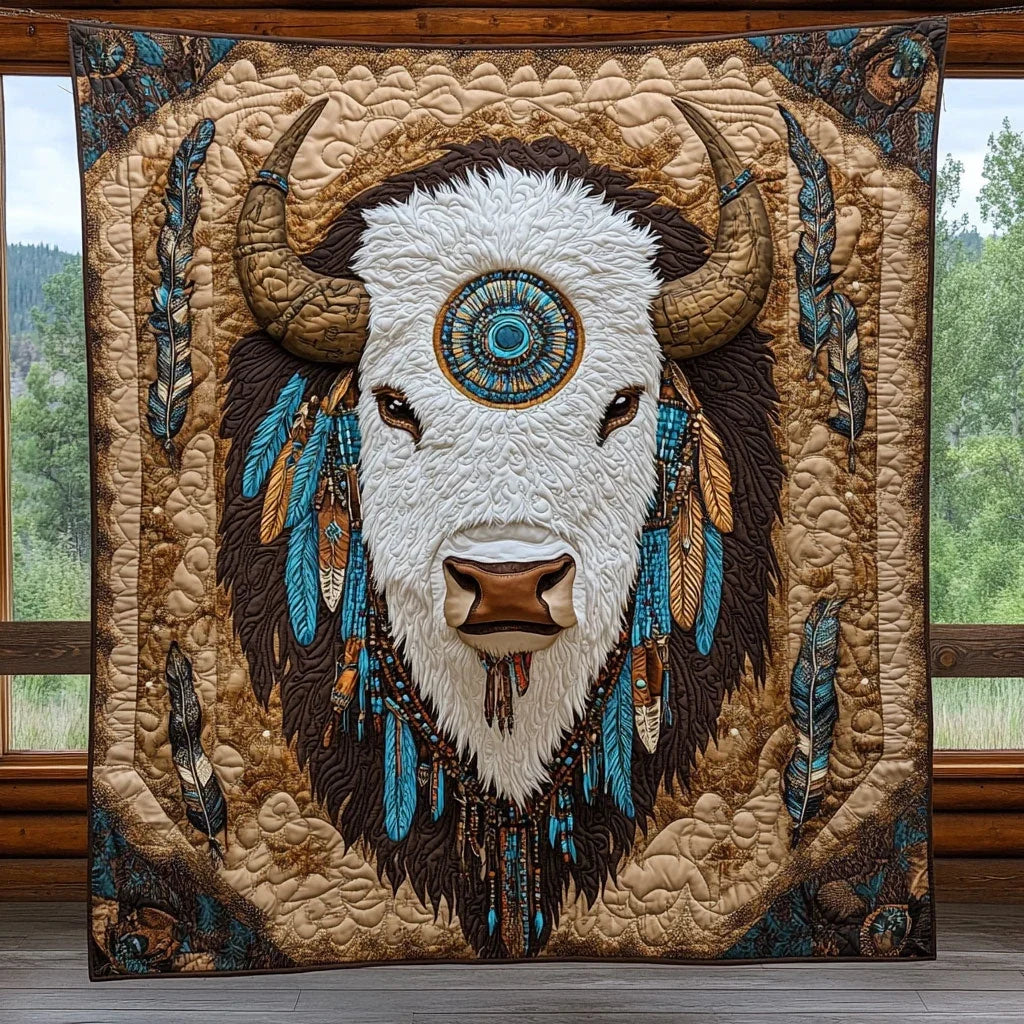 White Bison Quilt Blanket