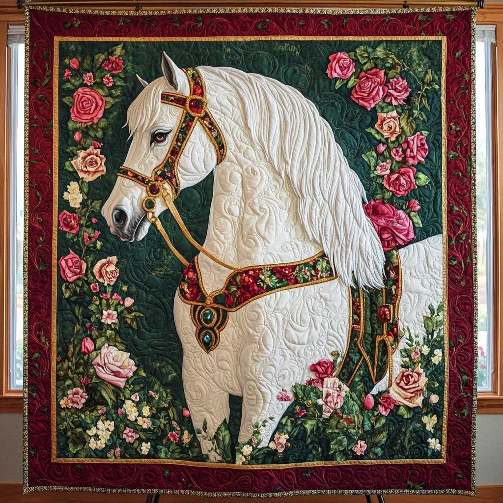 White Horse Waltz Quilt Blanket