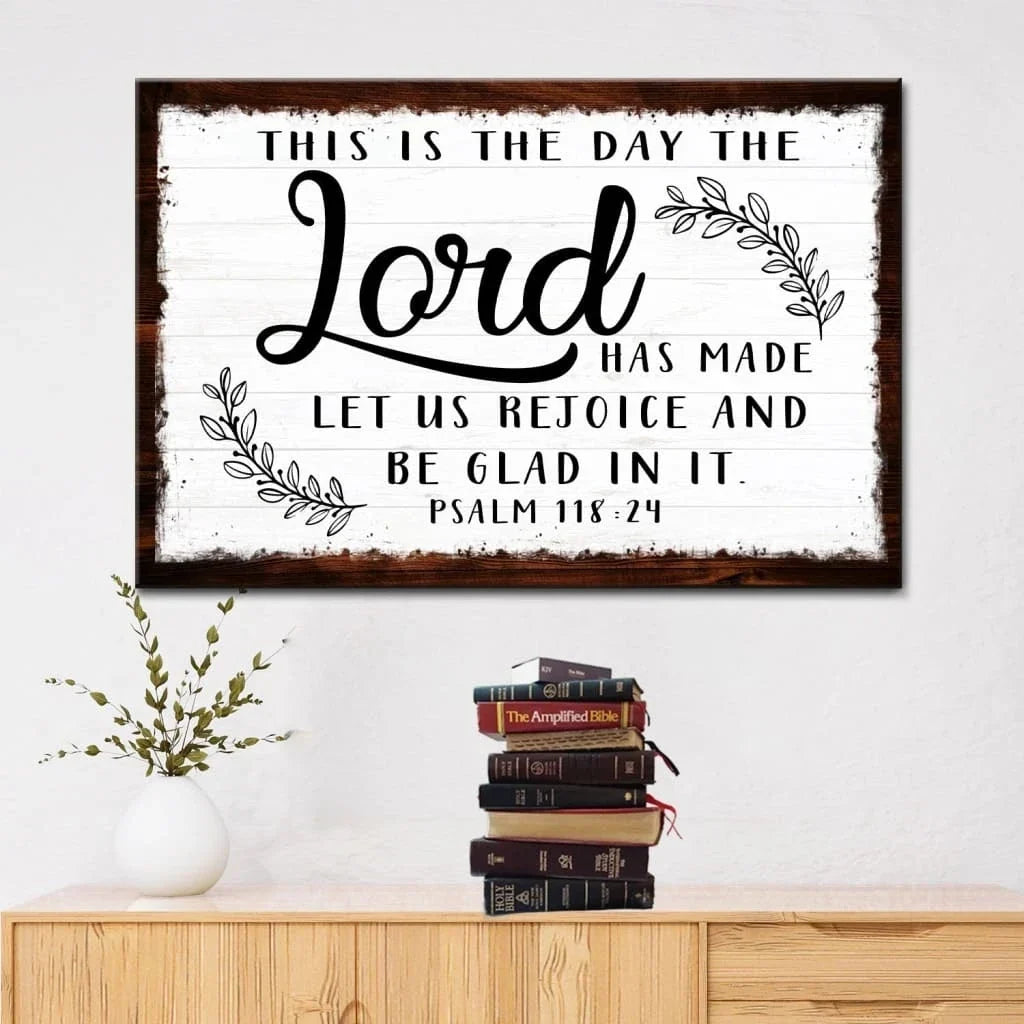 christian wall art this is the day the lord has made canvas print (Landscape) (view 4)