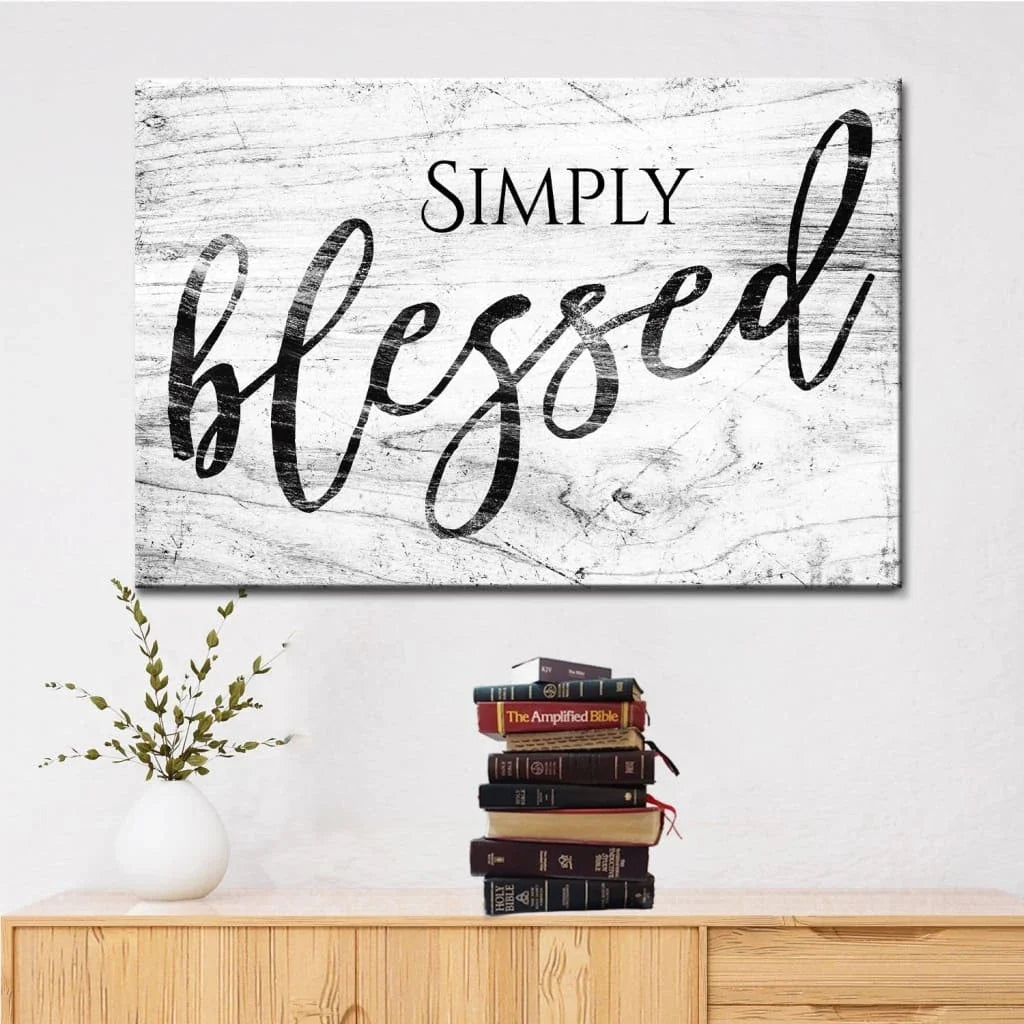 simply blessed wall art canvas modern farmhouse christian wall decor (Landscape) (view 4)