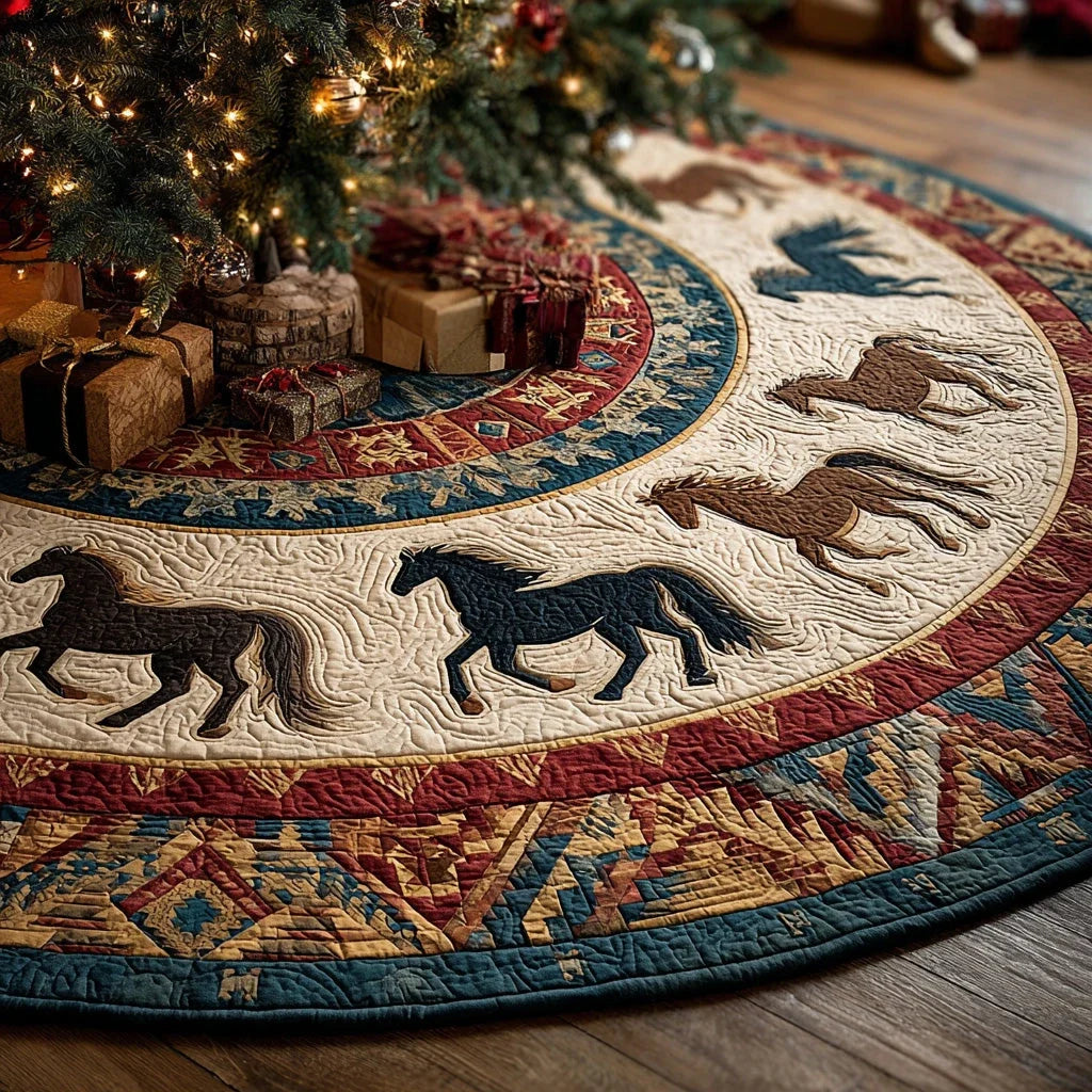 Wild Prairie Run Christmas Quilted Tree Skirt