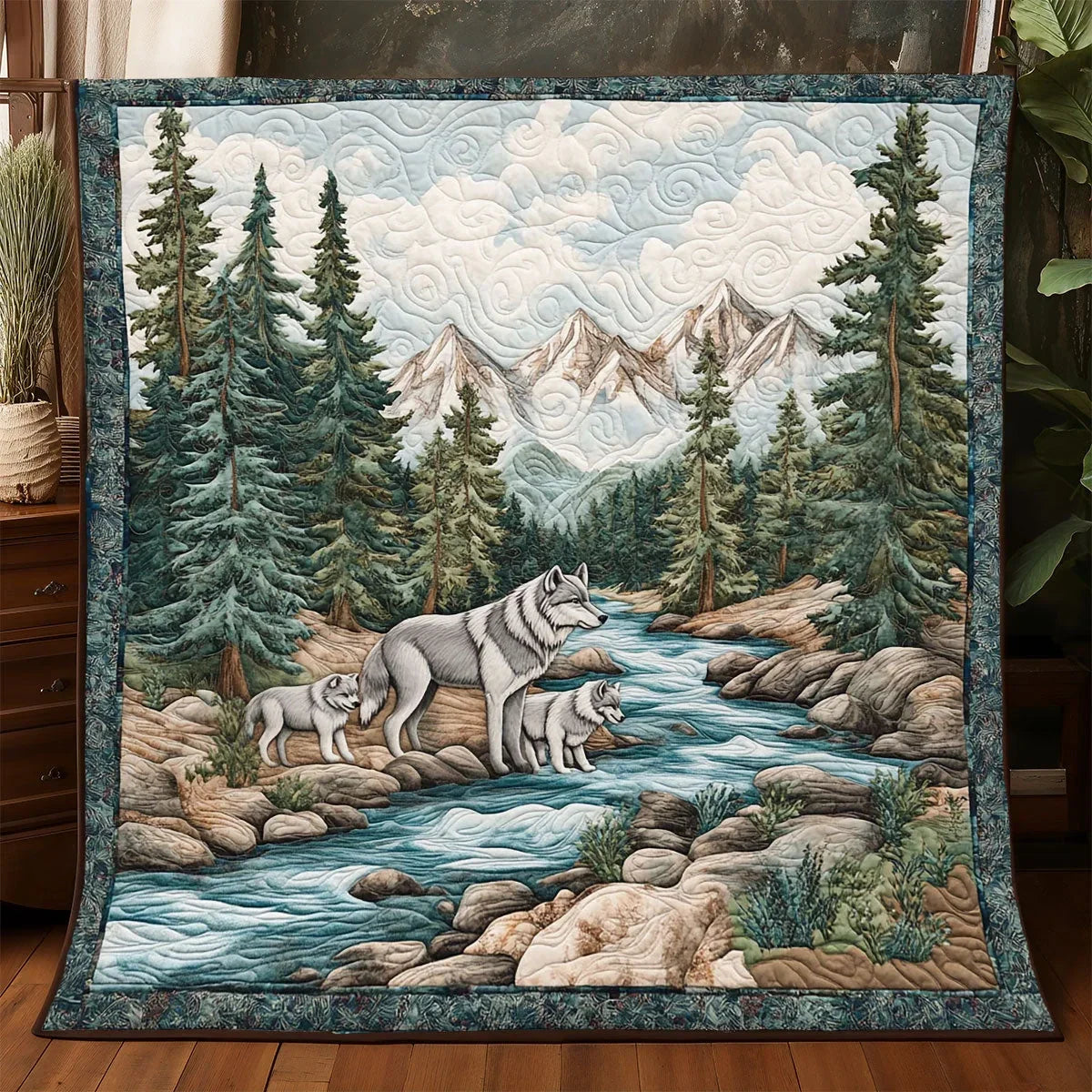Wild River Wolve Quilt Blanket
