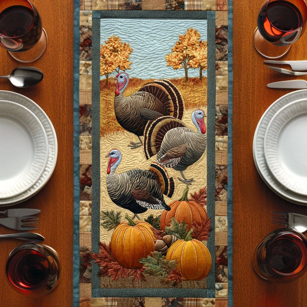 Wild Turkey Quilted Table Runner