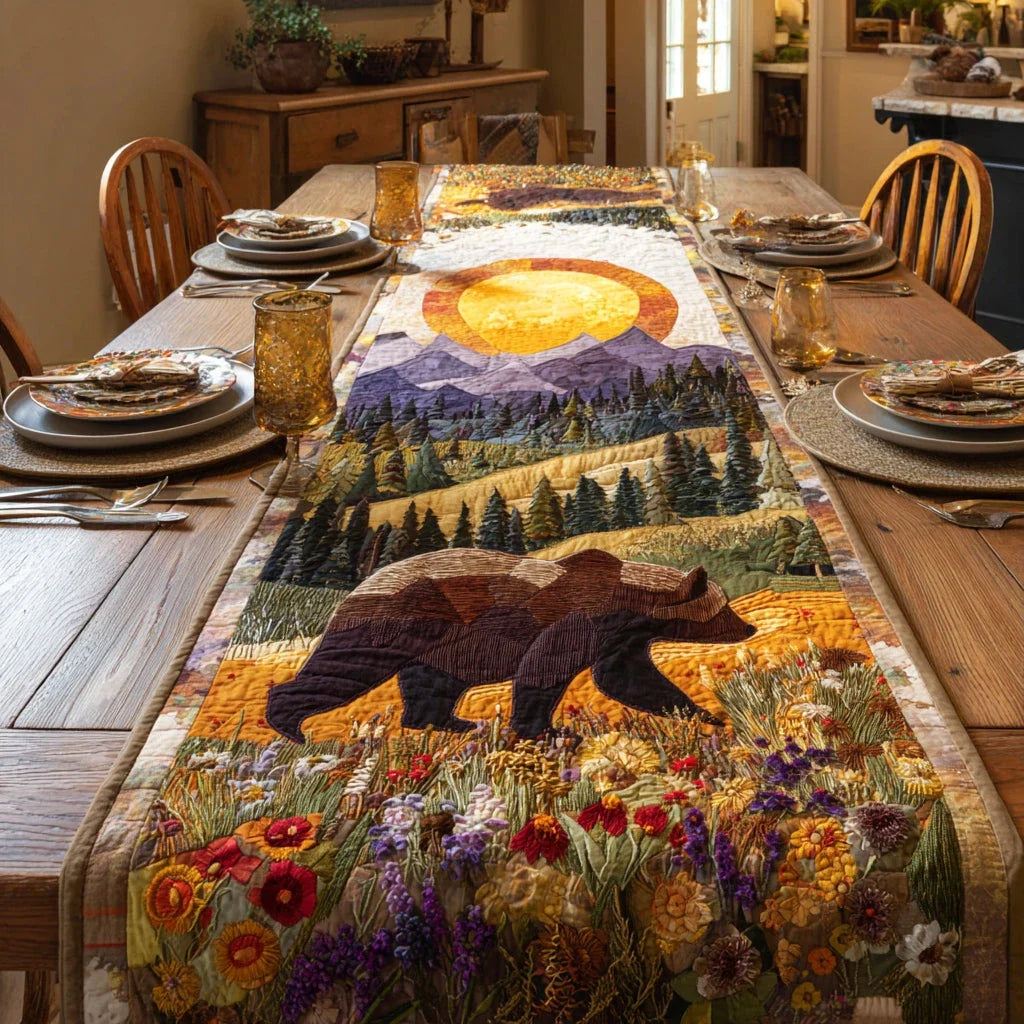 Wilderness Bear Trail Quilted Table Runner