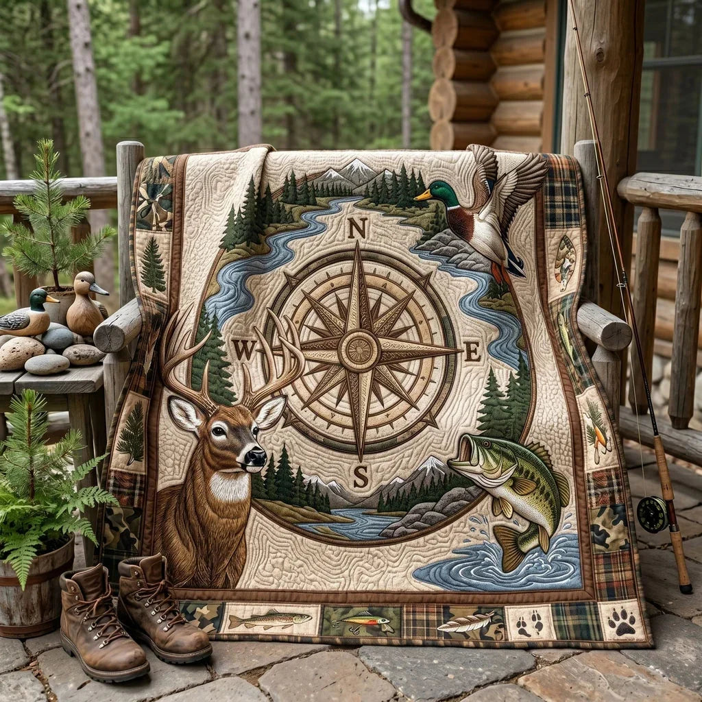 Wilderness Compass Quilt Blanket