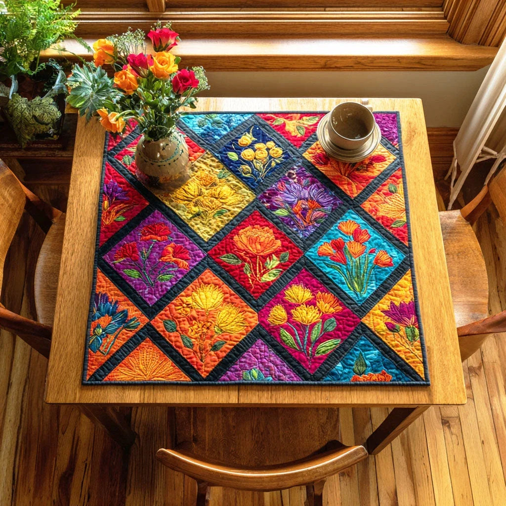 Wildflower Harmony Quilted Table Topper
