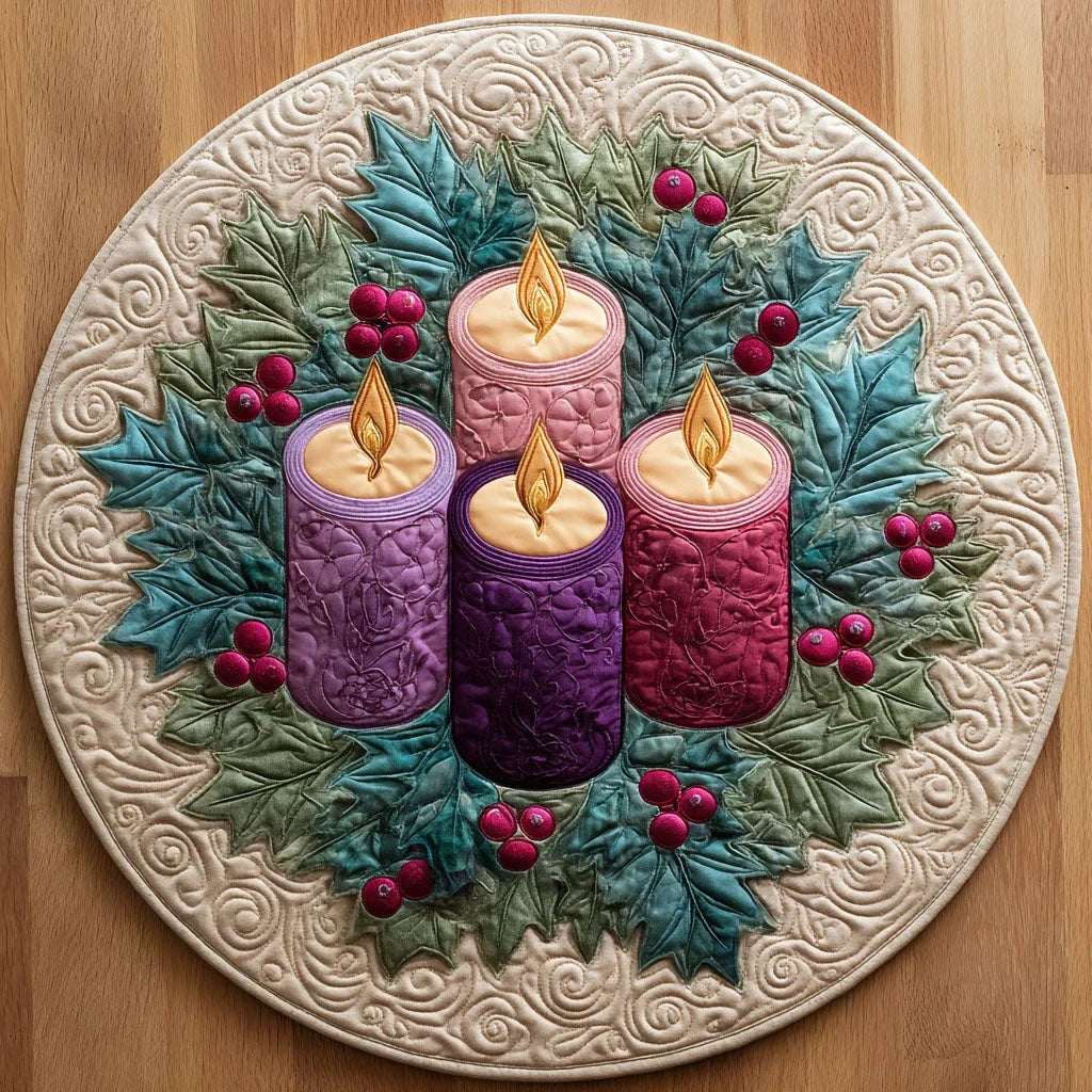 Winter Advent Glow Quilted Round Mat