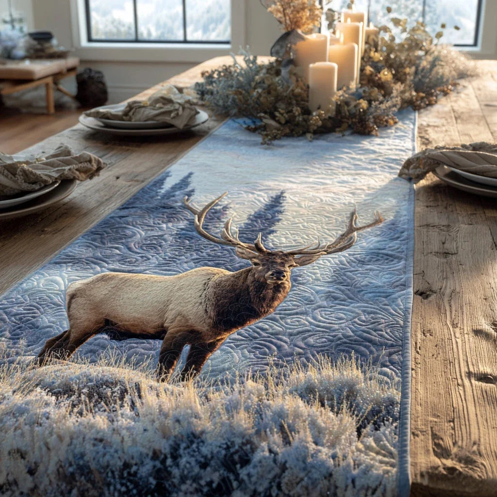 Winter Elk Quilted Table Runner