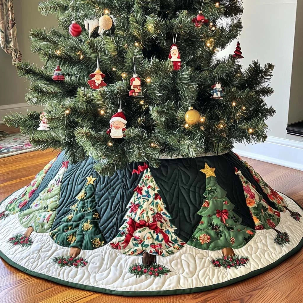 Winter Forest Magic Christmas Quilted Tree Skirt