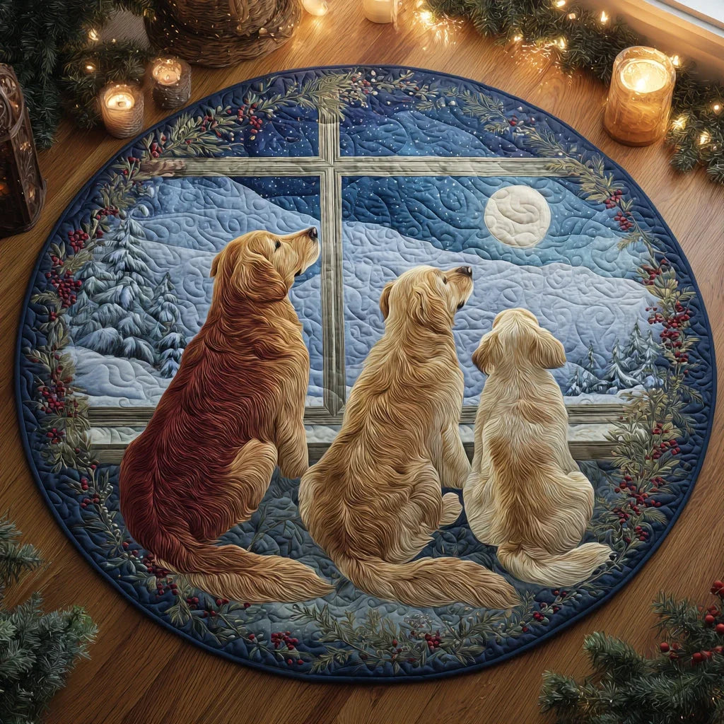 Winter Gold Quilted Round Mat