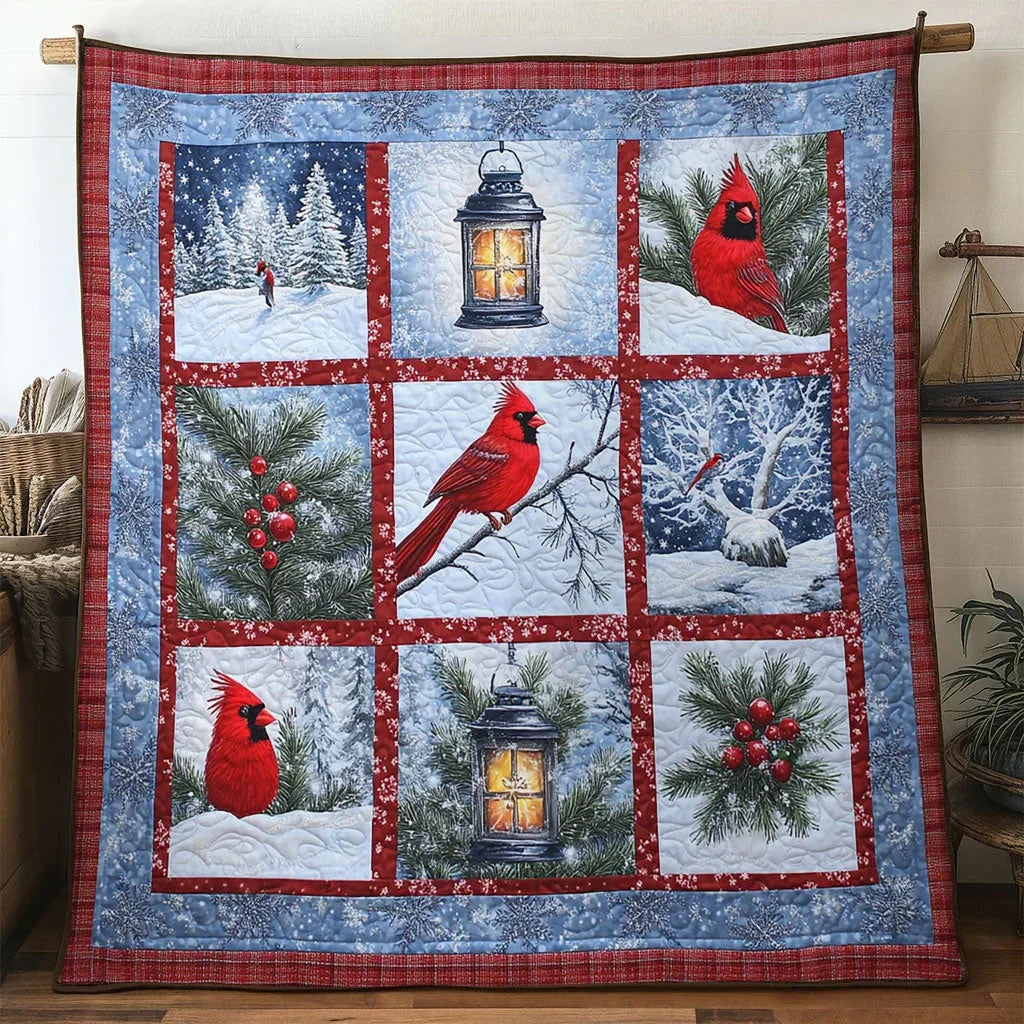 Winter Love Cardinal Quilt Blanket