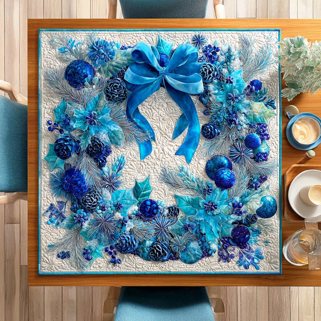Winter Ocean Frost Quilted Table Topper