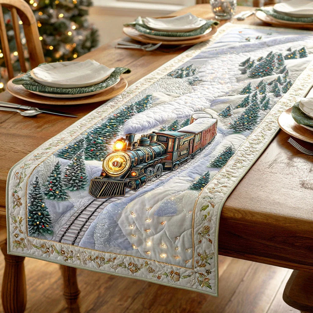 Winter Train Quilted Table Runner