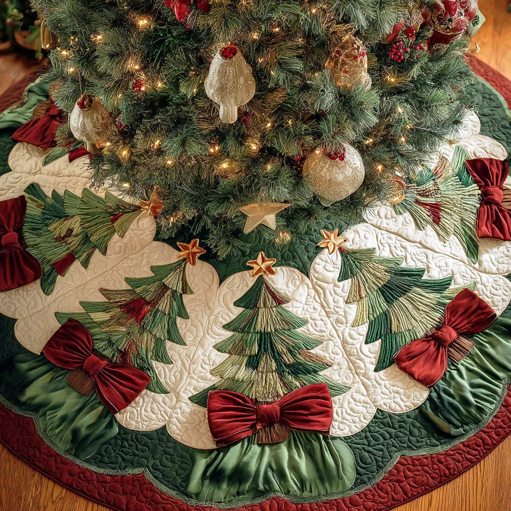 Winter Whirl Bliss Christmas Quilted Tree Skirt