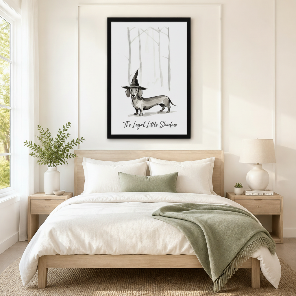 Witch Hat Dachshund Whimsical Canvas Wall Art