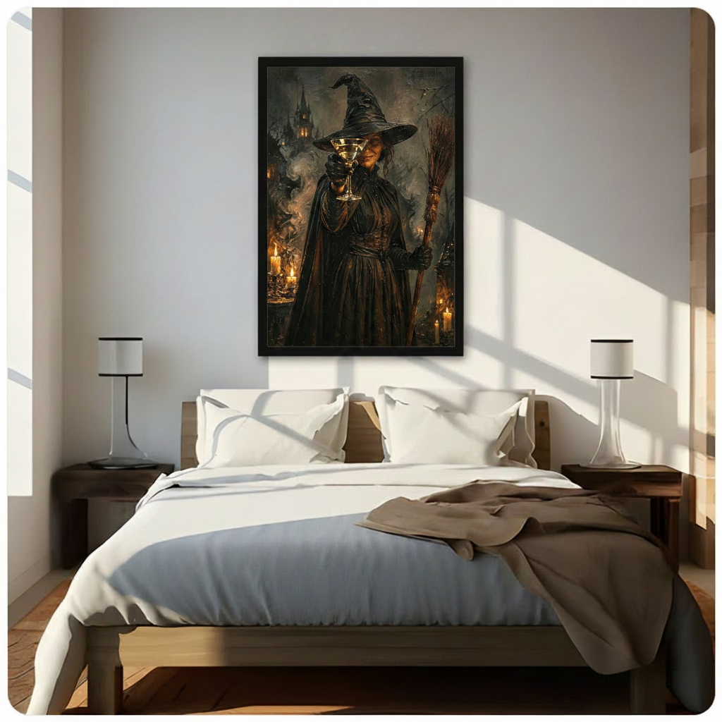 Gothic Witch Martini Canvas Wall Art