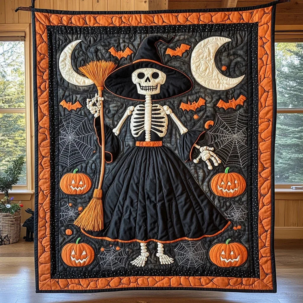 Witch Skeleton Quilt Blanket