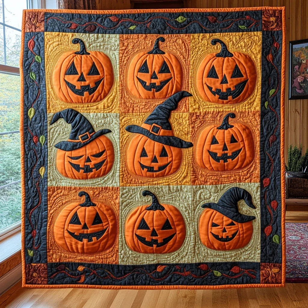 Witchy Pumpkin Quilt Blanket