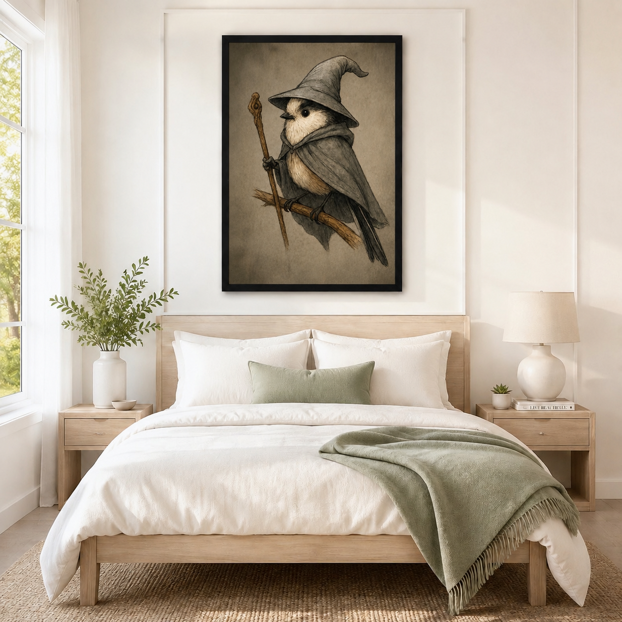 Wizard Bird Gothic Fantasy Canvas Wall Art