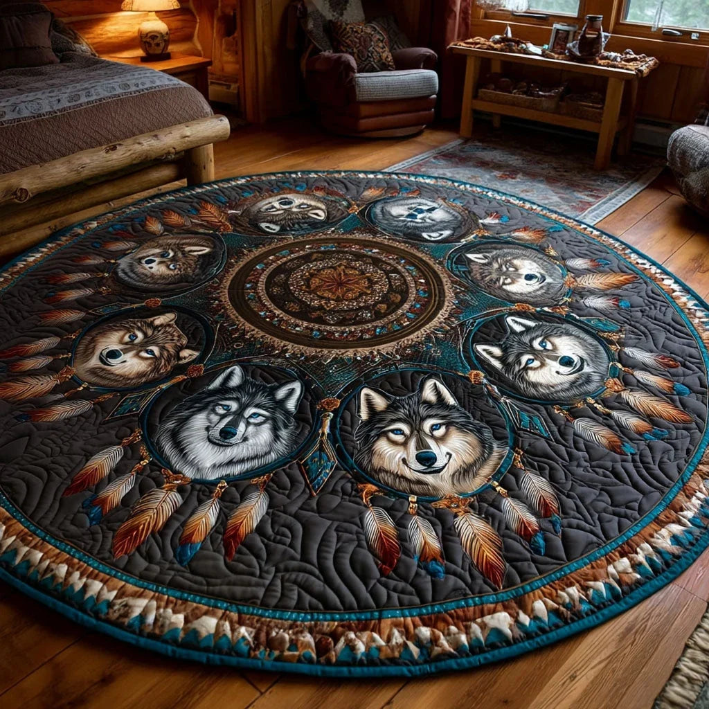 Wolf Orbit Quilted Round Mat