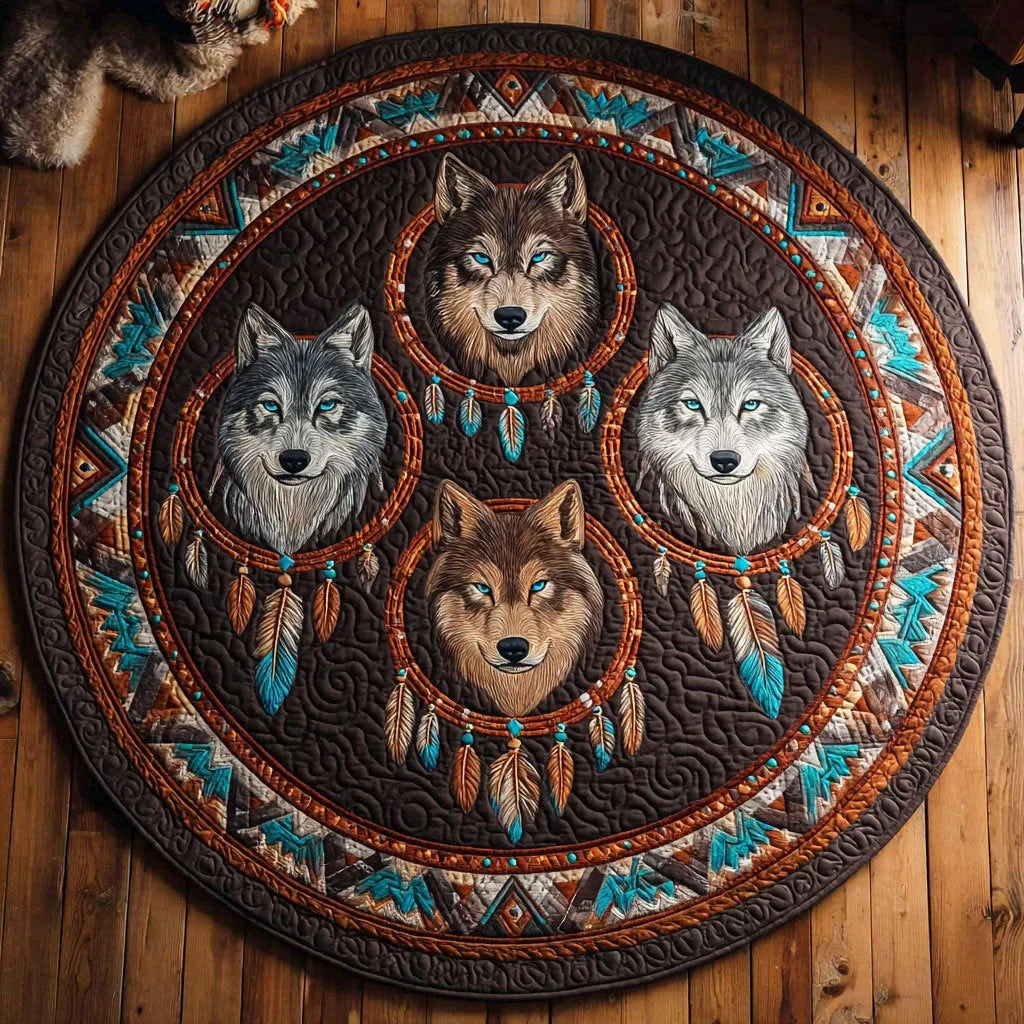 Wolf Totems Quilted Round Mat