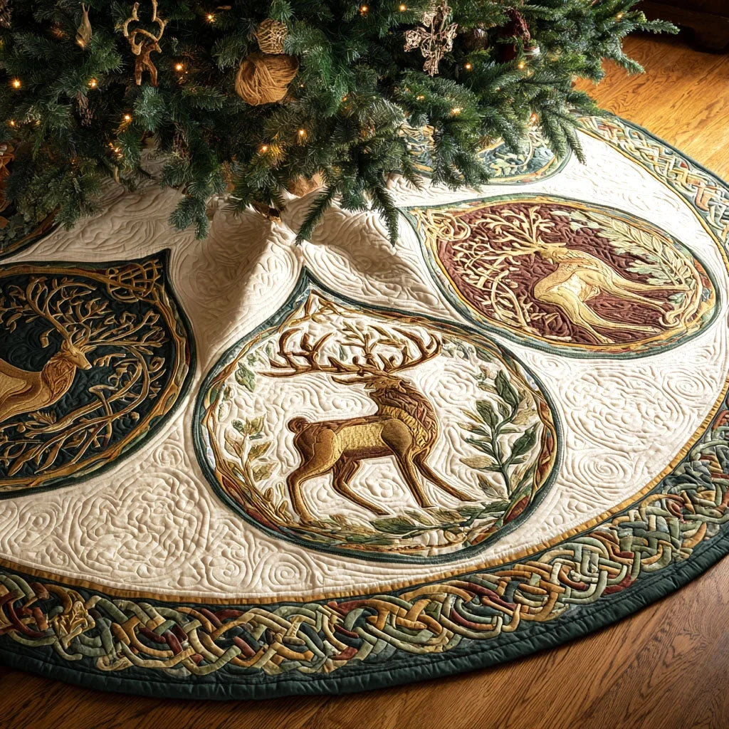 Woodland Crest Christmas Quilted Tree Skirt