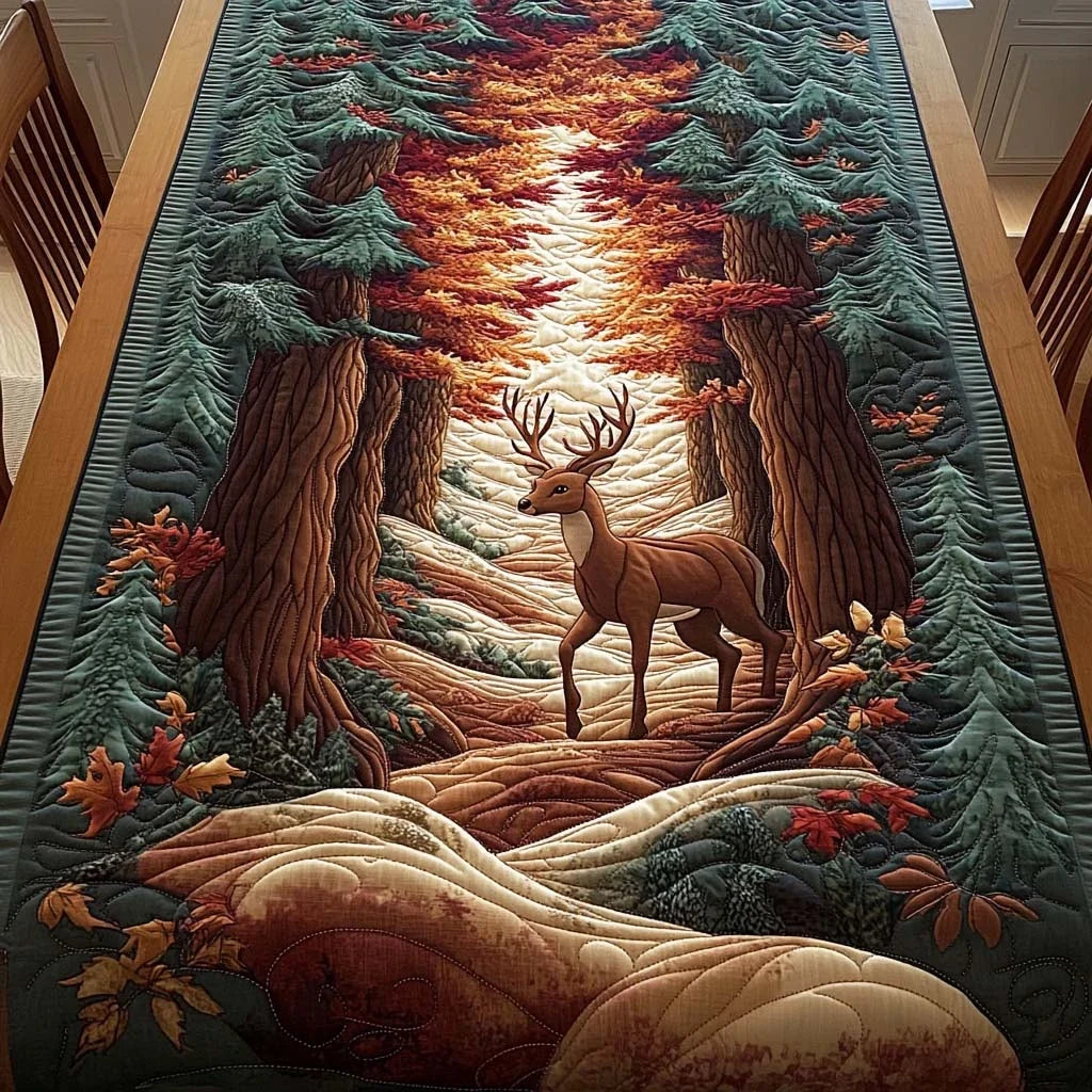 Woodland Deer Quilted Table Runner