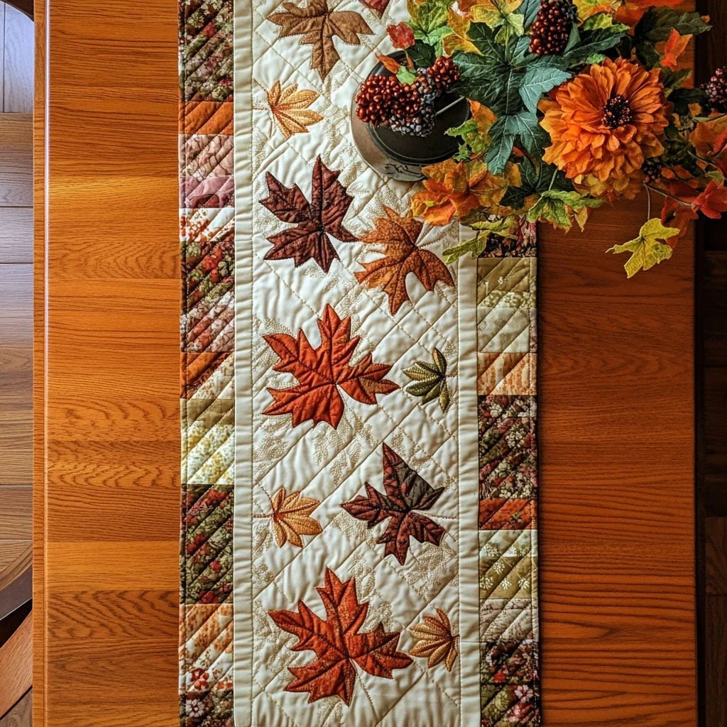 Woodland Leaves Quilted Table Runner