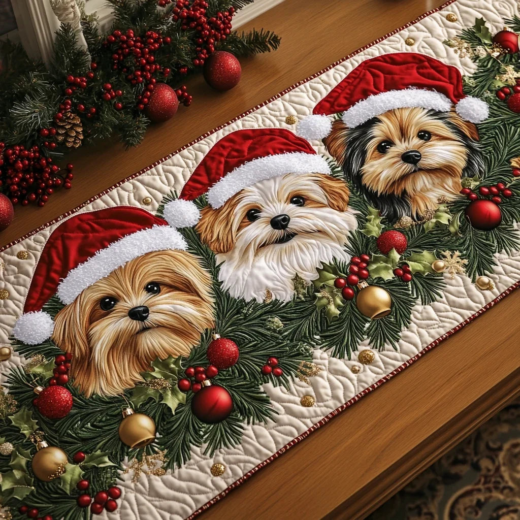 Yorkie Heart Quilted Table Runner