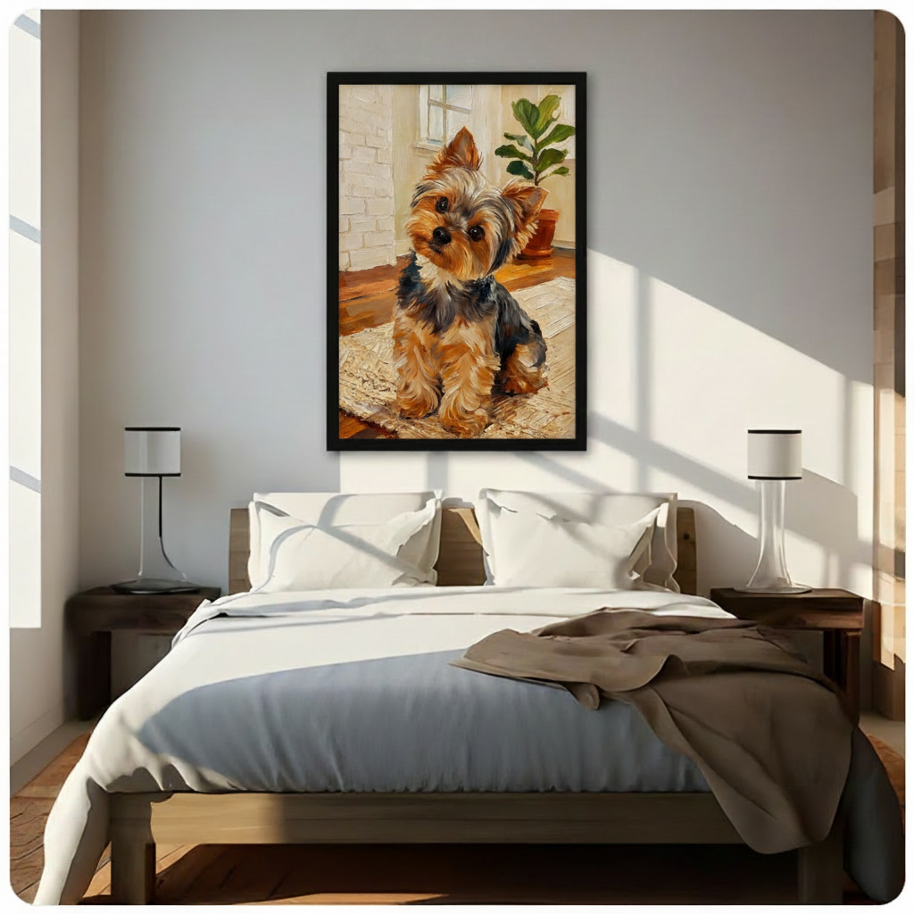 Yorkshire Terrier Puppy Oil Painting Canvas Art