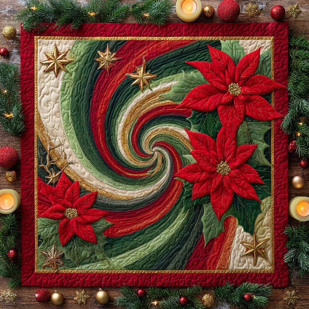 Yuletide Whirlwind Quilted Table Topper