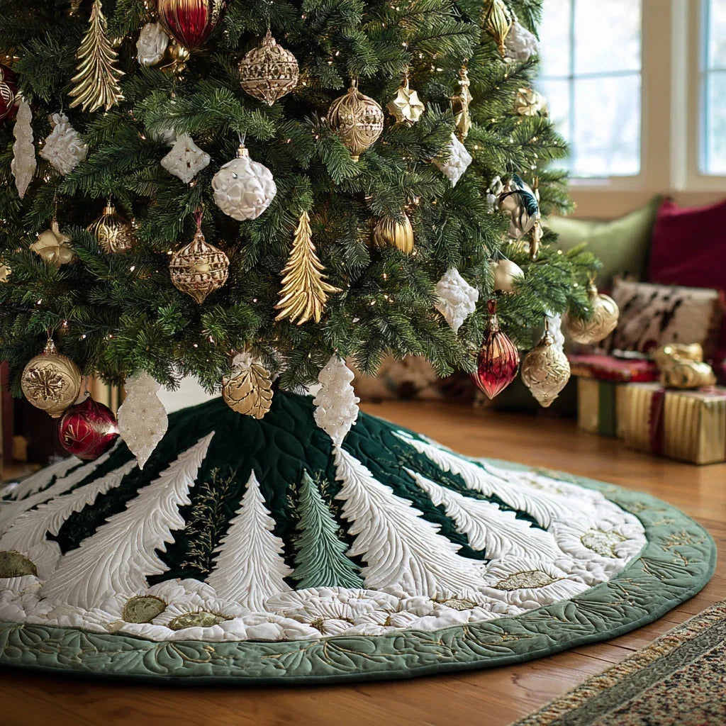 Yuletide Woodland Path Christmas Quilted Tree Skirt