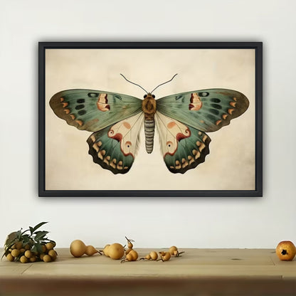 The Vintage Butterfly Muse – Elegant Nature Wall Art on Natural Wood Canvas