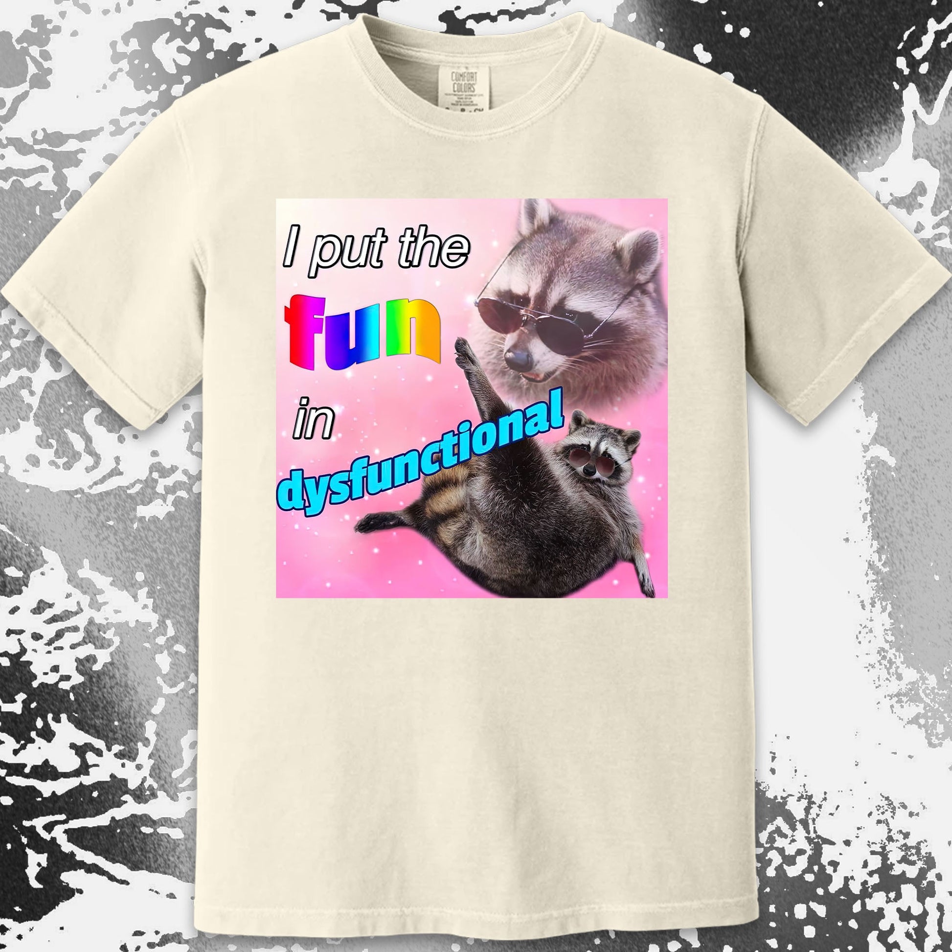 I Put the Fun in Dysfunctional Raccoon T-Shirt, funny meme tee gift (view 11)