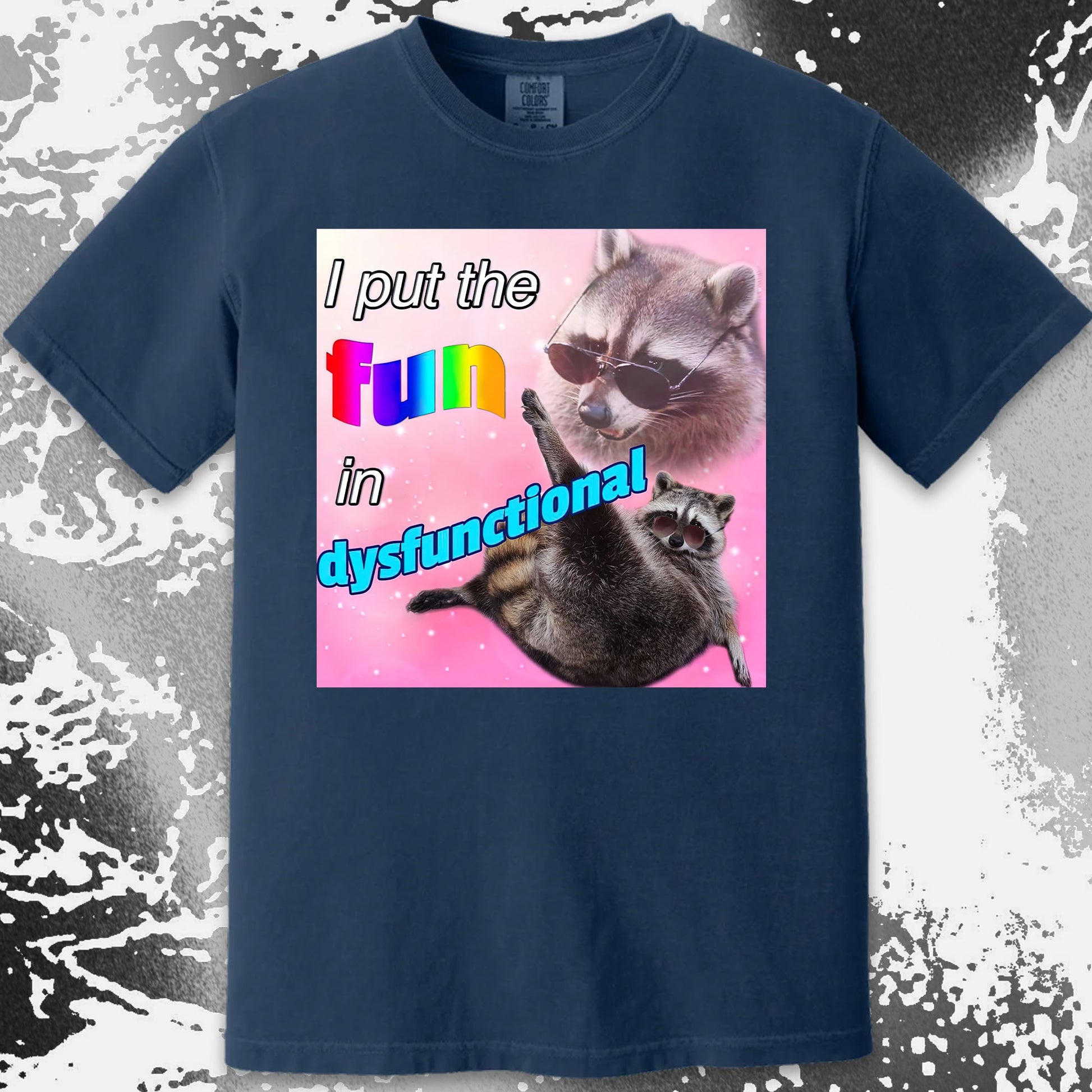 I Put the Fun in Dysfunctional Raccoon T-Shirt, funny meme tee gift (view 17)