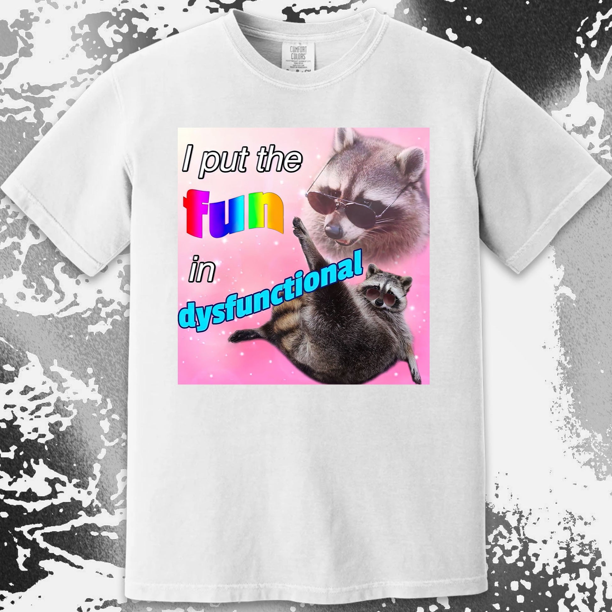 I Put the Fun in Dysfunctional Raccoon T-Shirt, funny meme tee gift (view 18)