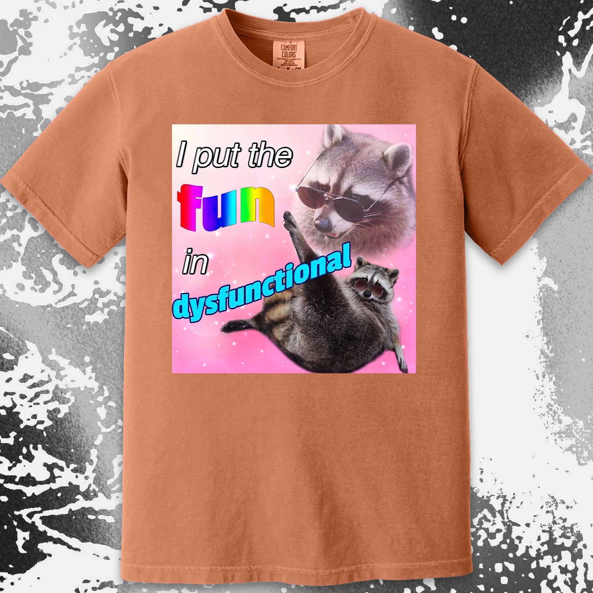 I Put the Fun in Dysfunctional Raccoon T-Shirt, funny meme tee gift (view 6)