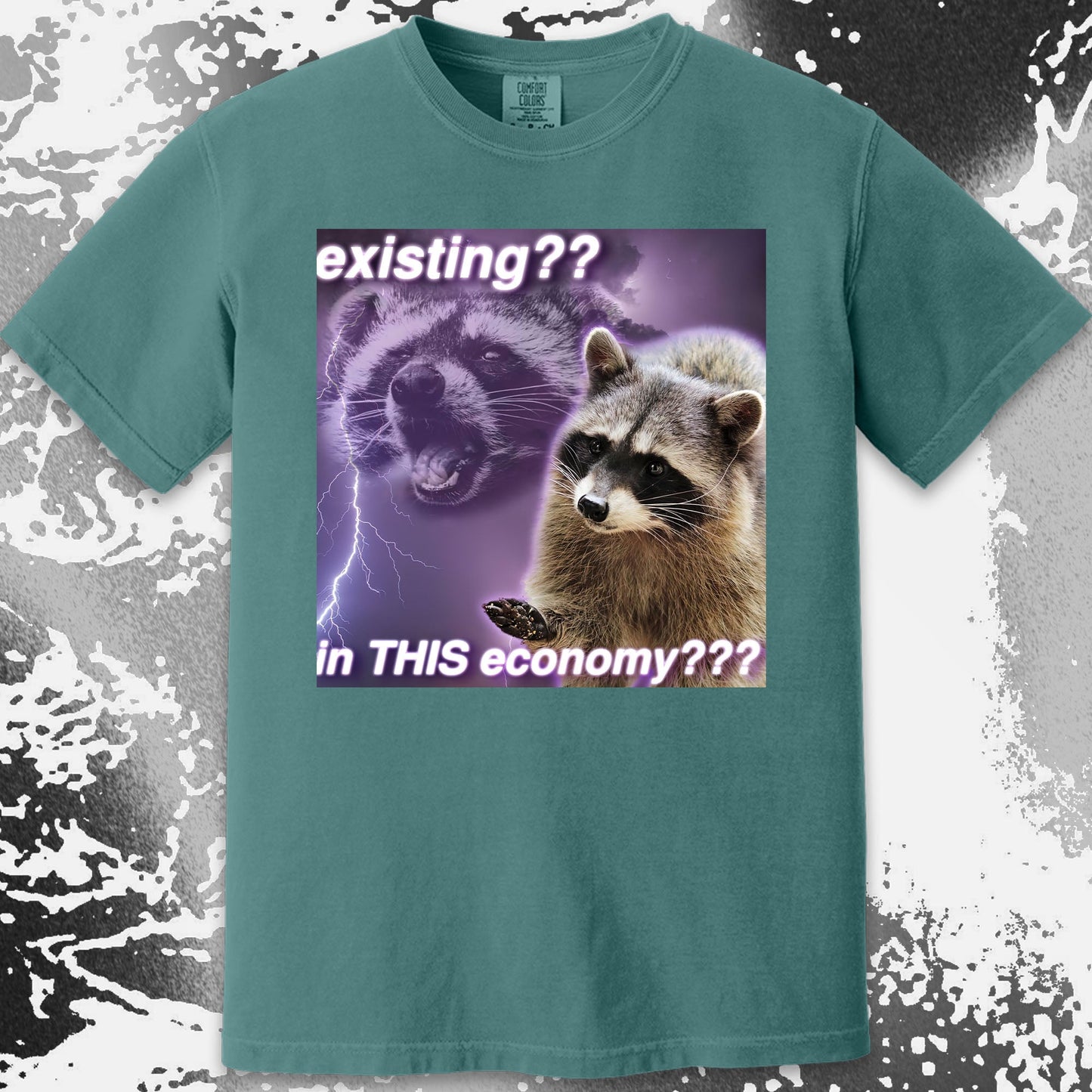 Existing in This Economy Raccoon T-Shirt, funny meme tee gift (view 15)