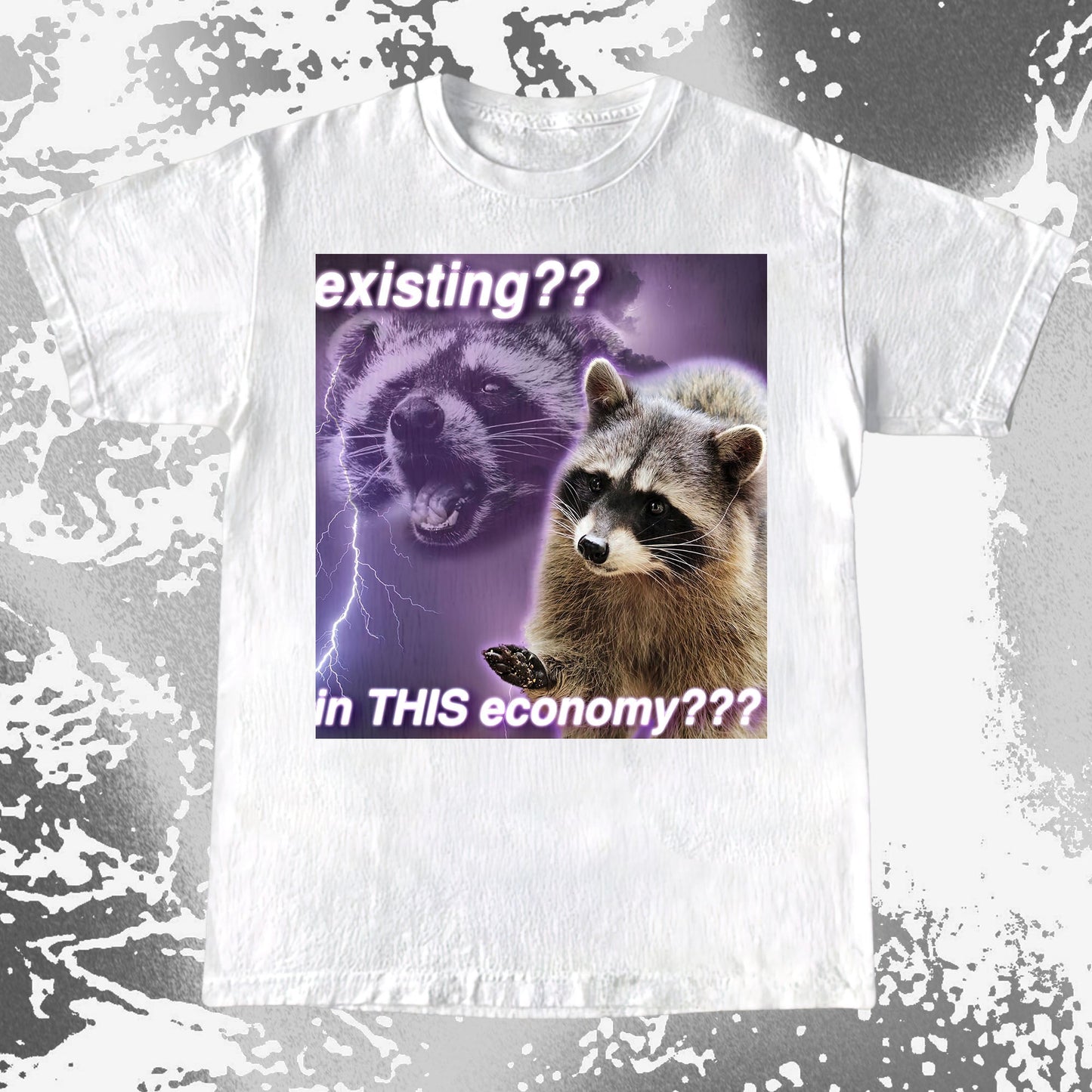 Existing in This Economy Raccoon T-Shirt, funny meme tee gift (view 3)