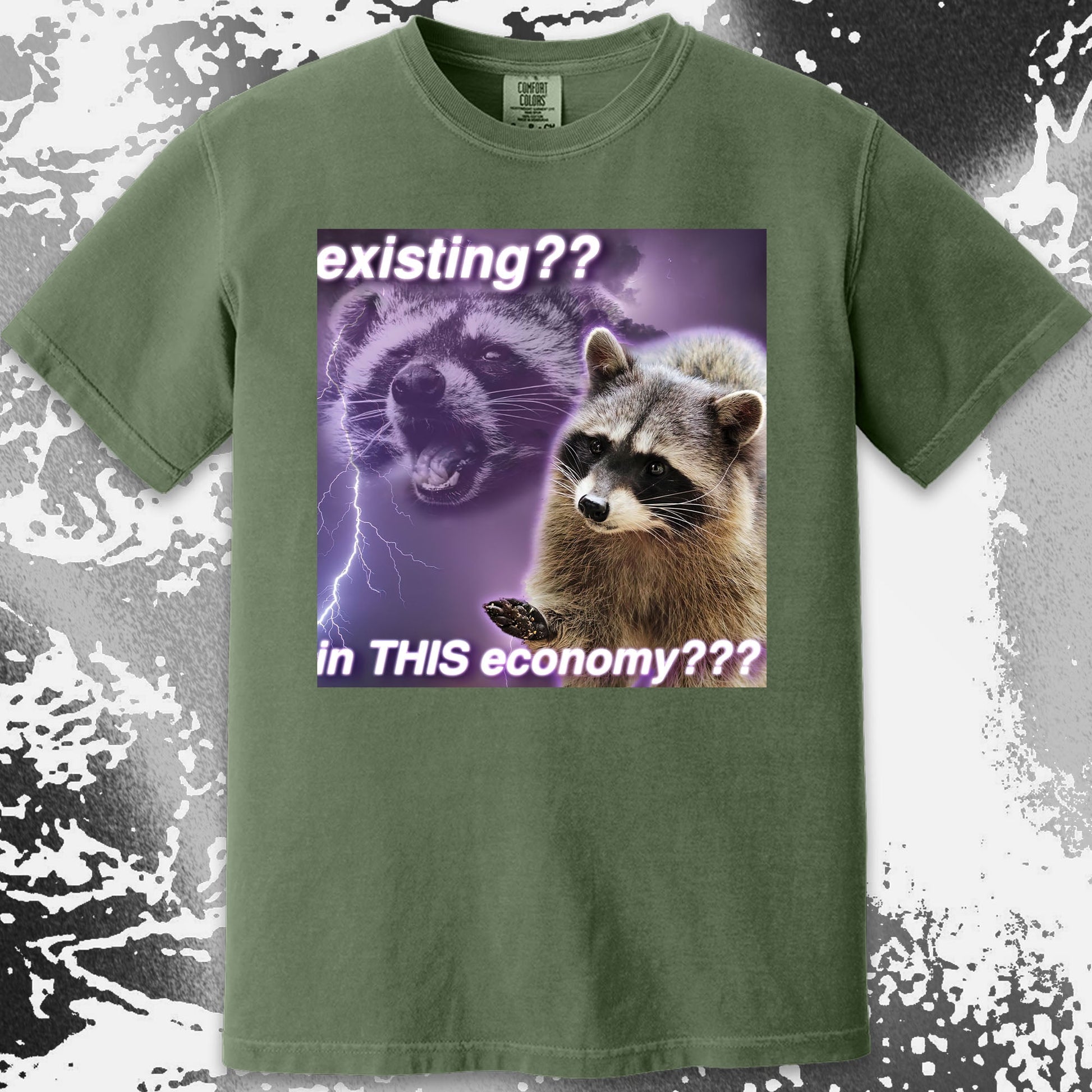 Existing in This Economy Raccoon T-Shirt, funny meme tee gift (view 8)