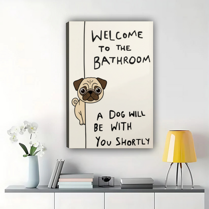 Funny Pug Bathroom Wall Art - Framed Dog Print