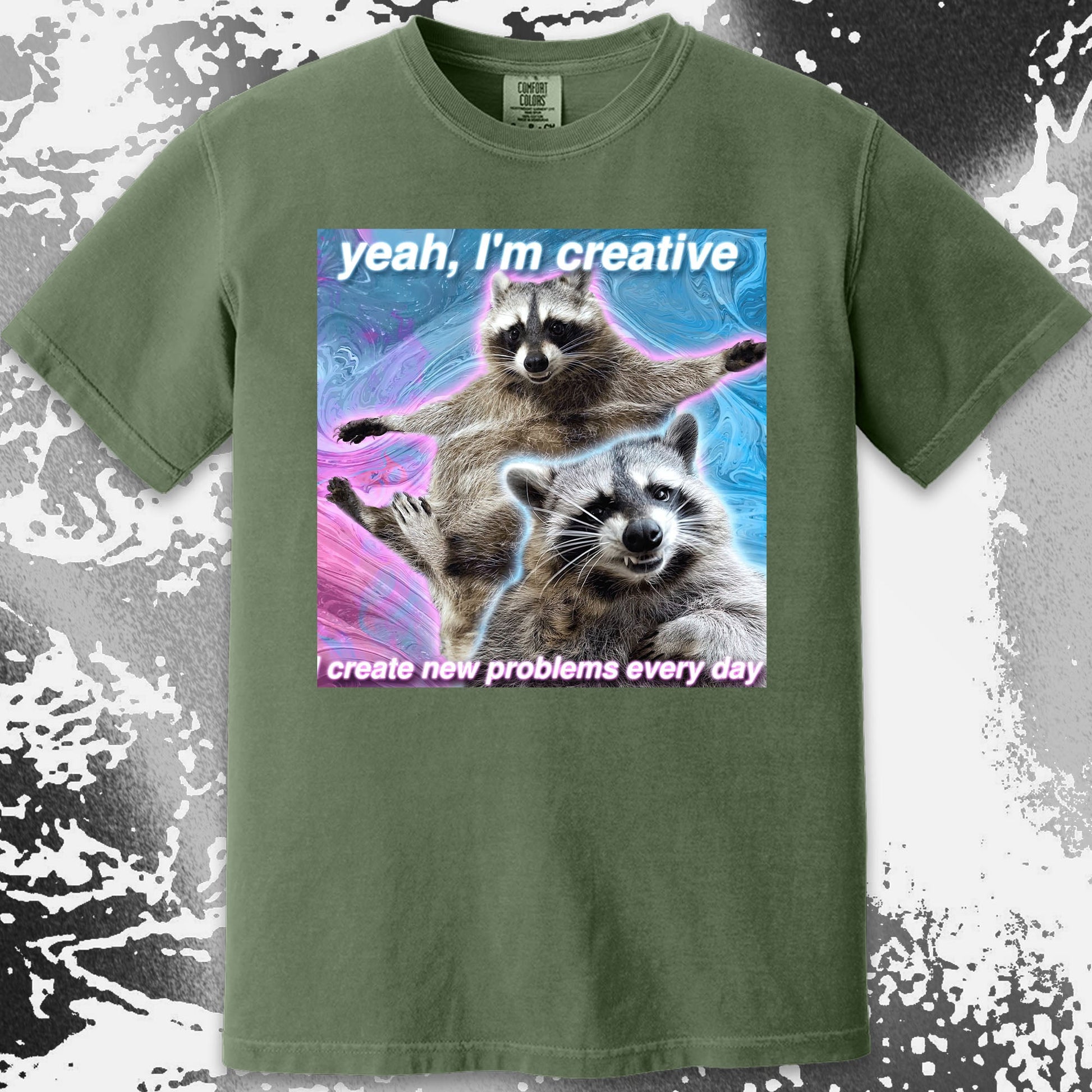 Yeah I'm Creative Raccoon T-Shirt – I Create New Problems, funny meme tee gift (view 7)