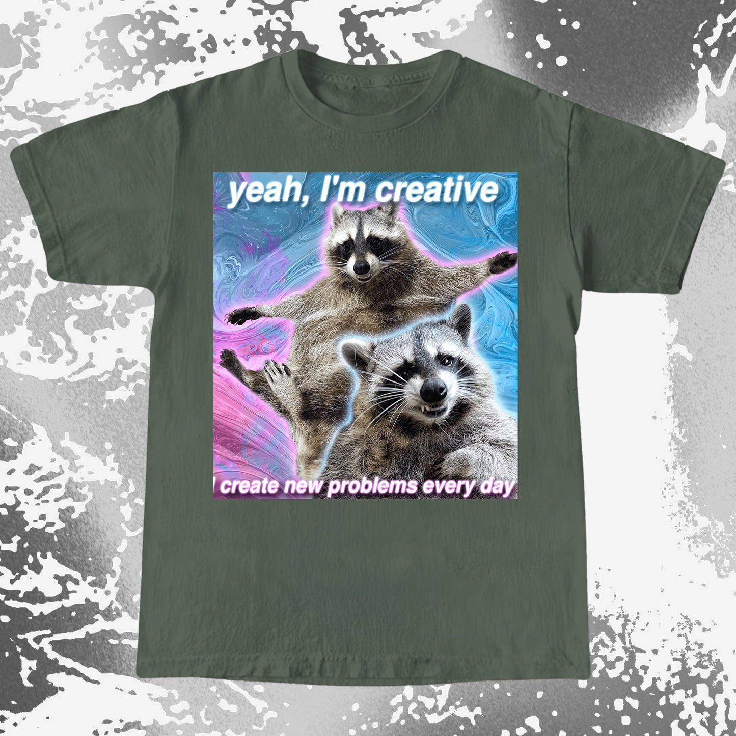Yeah I'm Creative Raccoon T-Shirt – I Create New Problems, funny meme tee gift (view 6)