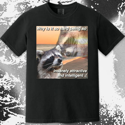 Insanely Attractive and Intelligent Raccoon T-Shirt, funny meme tee gift (view 14)